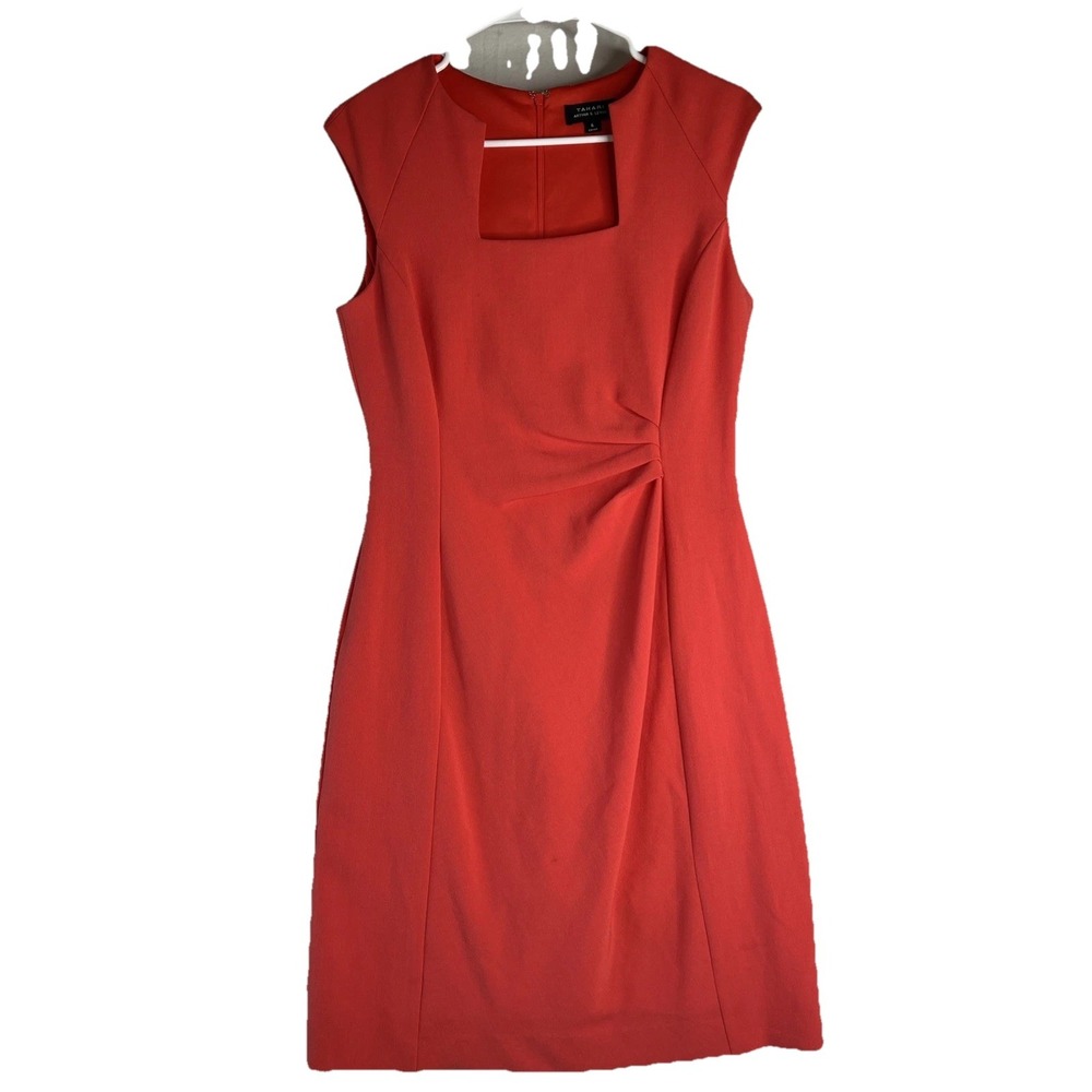 Tahari Arthur S. Levine Square Neck Sleeveless Side Ruched Office Sheath Dress 6